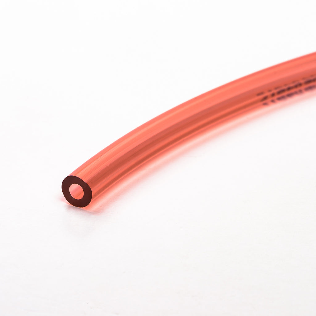 Transparent Polyurethane Tubing (1/4" O.D. x 1/8" I.D., Red, 12')